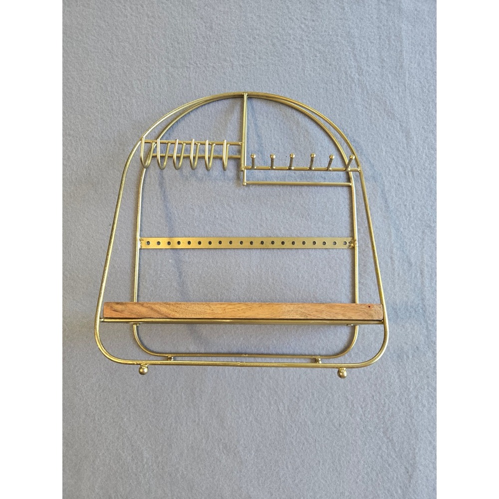 Unbranded Jewelry Stand Unisex OS Gold Metal Wood Arch Tabletop Organizer Tray